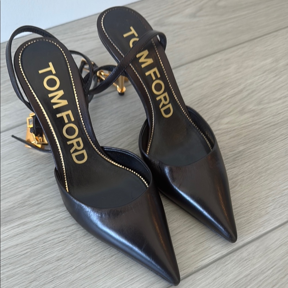 Tom Ford Black Stiletto Slingback Heels